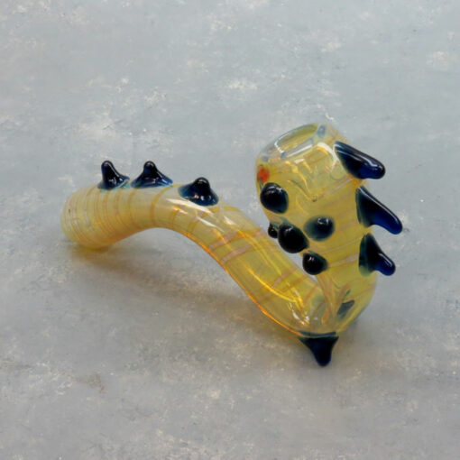 7" Fumed Spikey Inside-Out Glass Sherlock Hand Pipe w/Carb, Bumps, and Feet