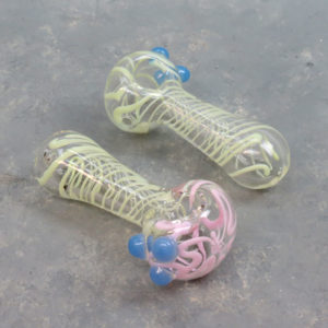 4.25" Tri-Dot 4" clear glass pipe with dots and spiral lines (2pcs/pack)