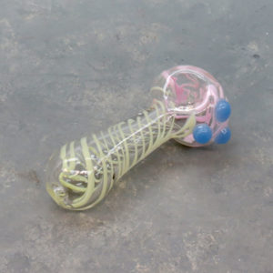 4.25" Tri-Dot 4" clear glass pipe with dots and spiral lines (2pcs/pack)