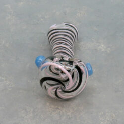 4.75" Color Carb Alternating Twist Spoon Glass Hand Pipes w/Tapered Mothpiece & Flat Bottom