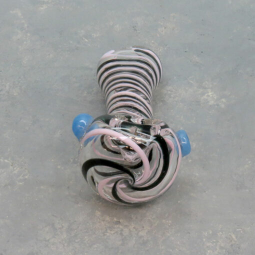 4.75" Color Carb Alternating Twist Spoon Glass Hand Pipes w/Tapered Mothpiece & Flat Bottom