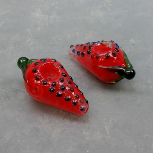 4" Bumpy Strawberry Glass Hand Pipes w/Carb