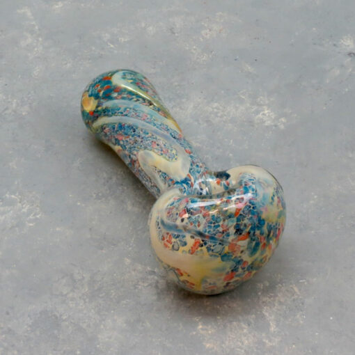 5" Inside-Out Color Splotch & Line Spoon Style Glass Hand Pipes