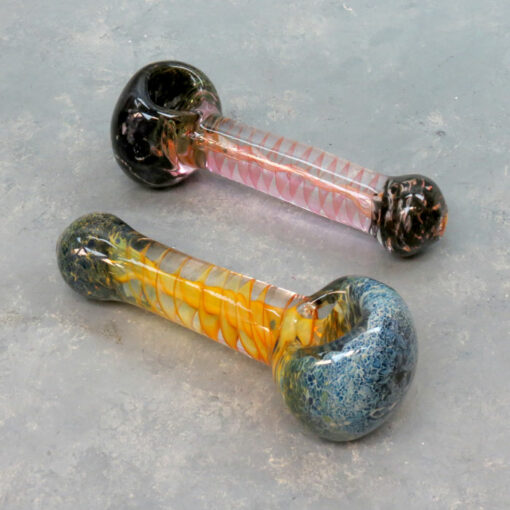 5" Spiral Body Spoon Style Glass Hand Pipes w/Inside-Out Bowl & Bit