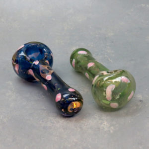 5" Iridescent Inside-Out Spots & Bubbles Spoon Style Glass Hand Pipes