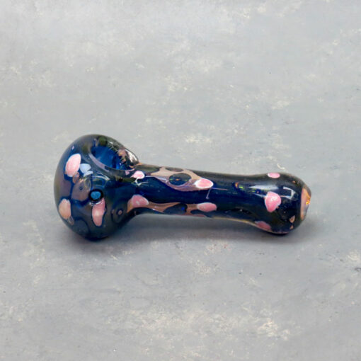 5" Iridescent Inside-Out Spots & Bubbles Spoon Style Glass Hand Pipes