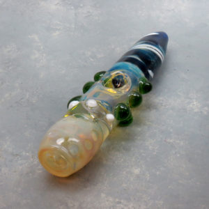 6" Fumed Wild Three-Chamber Glass Steamrollers w/Bumps & Feet