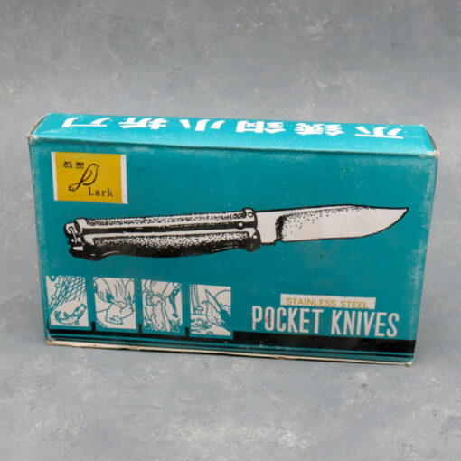 3" Stainless Steel Butterfly Style Pocket Knives (12pcs/box) [AS-IS] Some blades may have slight tarnishing