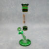 12" Gold/Green Accent Diffused Downstem Narrow APO Glass Water Pipe w/Ice Catch & Clip