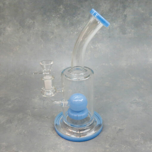 10" Hitch [Puck] Perc Rig Style Glass Water Pipe w/Opaque Color Accent & Bent Mouthpiece
