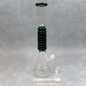 16" Beaker Style Thick Color Rings Glass Water Pipe w/Diffused Downstem