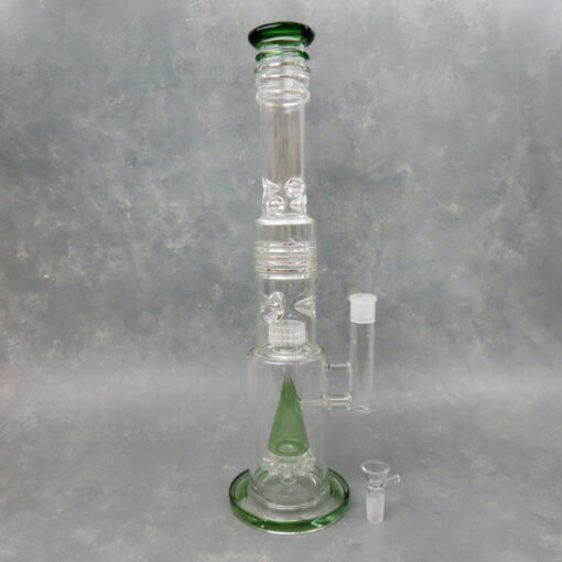 19.5" Cone Sprinkler to Matrix Perc Ringed Glass Water Pipe w/Ice Catchs & Color Accent
