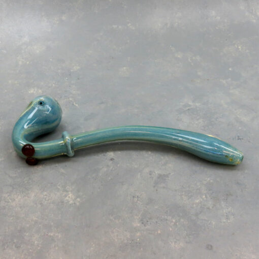 9" Long Frit Glass Sherlock Hand Pipes w/Ring & Feet