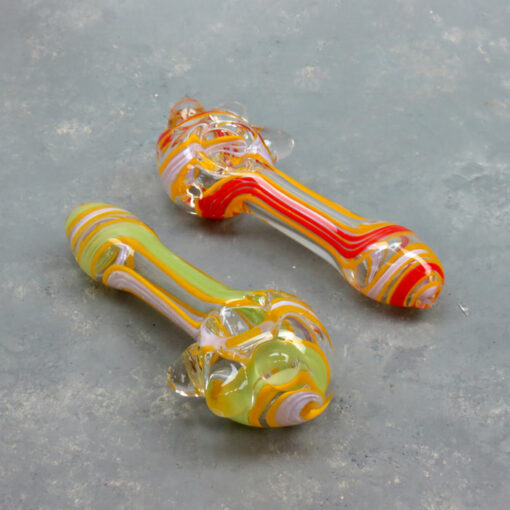 5.5" Inside-Out Bright Color Stripe Glass Hand Pipes w/Large Bumps