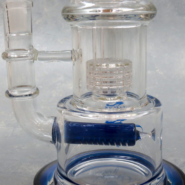 11" Inline to UFO Matrix Perc Hipster Glass Water Pipe w/Rings & Bent Mouthpiece