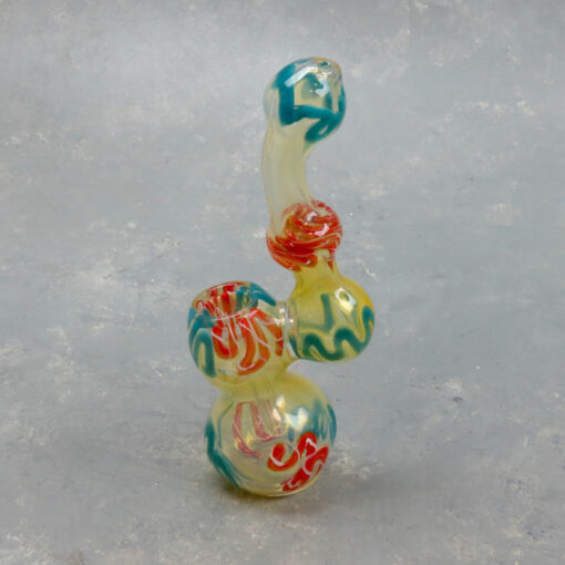 5.5" Wavy Lines Fumed Glass Bubblers w/Neck Bulge