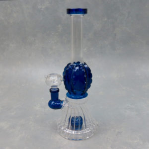 10" Puck Perc Inside Out Fluting Glass Water Pipe w/Gourd Bulge & Color Accent