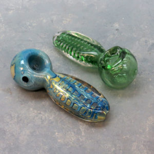 4.5" Waterdrop Bubbles Squared Stem Glass Hand Pipes w/Carb
