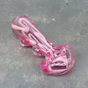5" Pink Latticino Glass Hand Pipes w/Side Bumps