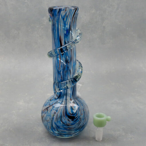 10" Color Splotch Vase-Style Soft Glass Water Pipe w/Glow in the Dark Coil Wrap & GOG Joint