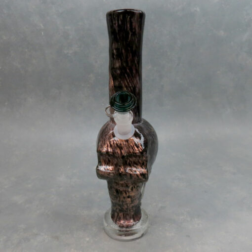 12" Color Splotch Metallic Flake Skull Shaped Soft Glass Water Pipe w/Narrow Base & GOG Joint