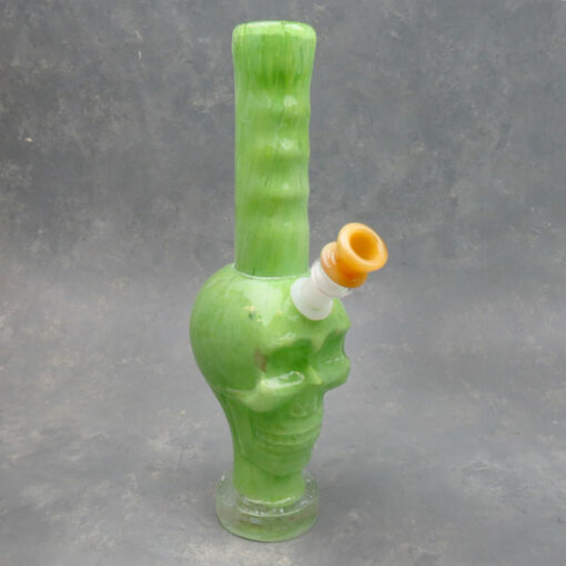 12" Tube Skull GOG Soft Glass Water Pipe w/Grip & Diffused Downstem
