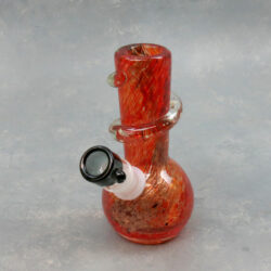 6" Color Splotch Metallic Flake Vase-Style Soft Glass Water Pipe w/Glow in the Dark Coil Wrap & GOG Joint