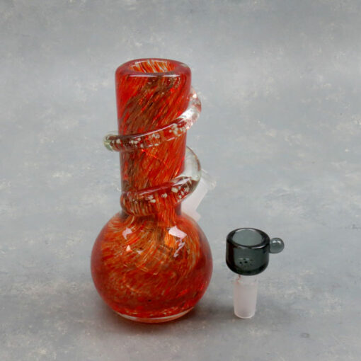 6" Color Splotch Metallic Flake Vase-Style Soft Glass Water Pipe w/Glow in the Dark Coil Wrap & GOG Joint