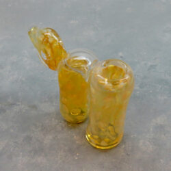 7" Fumed Spotted Double Bubbler Glass Hand Pipe