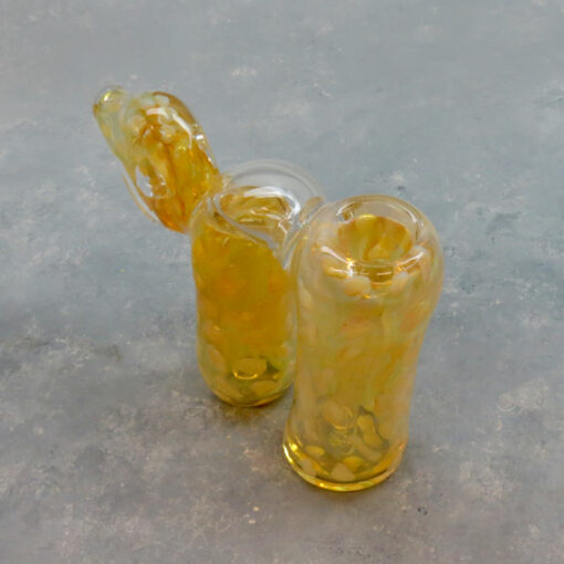7" Fumed Spotted Double Bubbler Glass Hand Pipe
