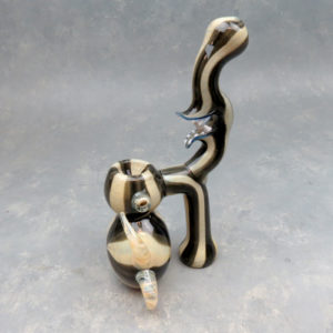9" Wild Toothy Striped Monster Bubbler Glass Hand Pipe w/Horns