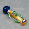 6" Horned Face Multicolor Glass Hand Pipe w/Carb