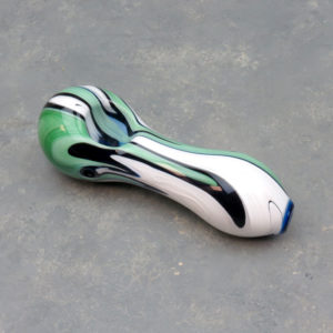5" Thick Color Swirl Glass Hand Pipe w/Carb