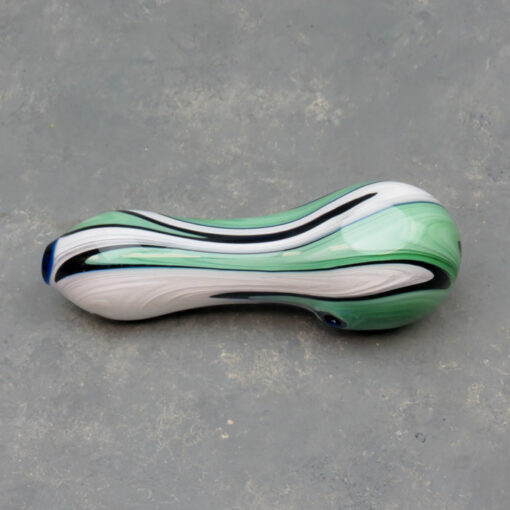 5" Thick Color Swirl Glass Hand Pipe w/Carb