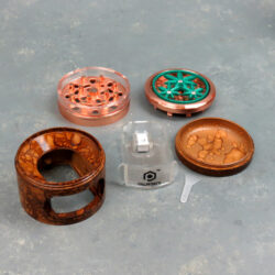 63mm Palpitate Leaf-Spinner Metal Grinders w/Plastic Collection/Sifting Tray & Scraper