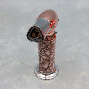 6.5" Clickit Stone Graphic Lockable/Adjustable/Refillable Tabletop Triple-Torch Lighters w/Boxes
