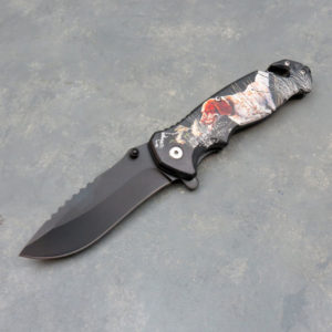 3.5" Hunting Dog Graphic Spring Assisted Knife w/Clip, Cutter & Breaker