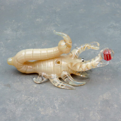 7" Scorpion w/Flower Marble Glass Hand Pipe