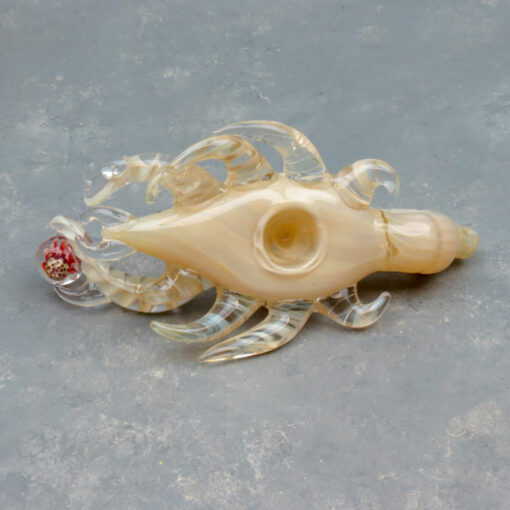 7" Scorpion w/Flower Marble Glass Hand Pipe
