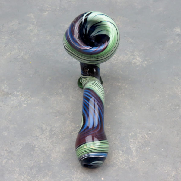 5" Twisted Stripe Footed Glass Sherlock Hand Pipe w/Carb