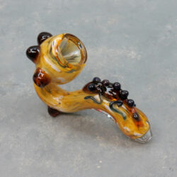 4.5" Bumpy Footed Glass Sherlock Hand Pipe w/Lizard & Carb
