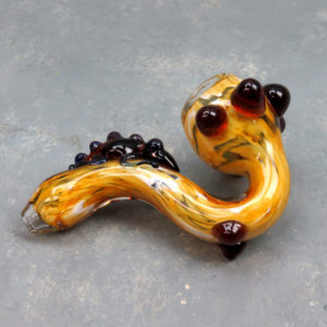 4.5" Bumpy Footed Glass Sherlock Hand Pipe w/Lizard & Carb