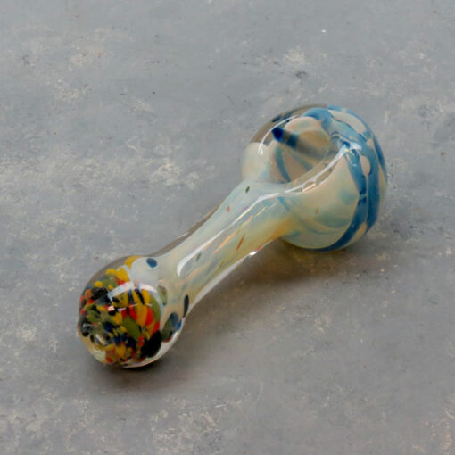 4" Fumed Spoon Glass Hand Pipes w/Chopped Cane Bit