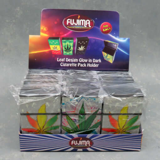 Mix Leaf Glow-in-the-Dark Plastic Flip-Top Spring Cigarette Cases (Kings)