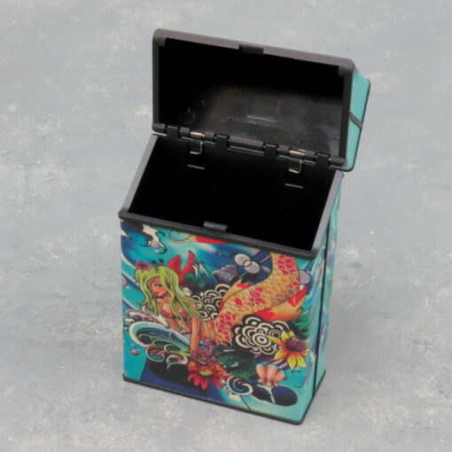 Mix Tattoo Design Glow-in-the-Dark Plastic Flip-Top Spring Cigarette Cases (Kings)