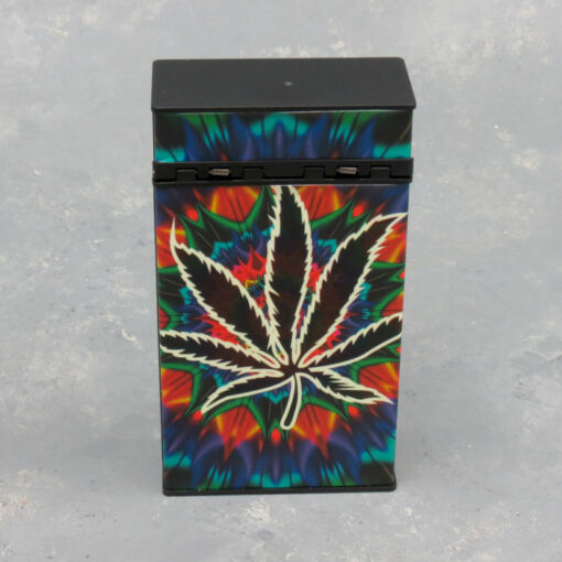 Mix Leaf Glow-in-the-Dark Plastic Flip-Top Spring Cigarette Cases (100s)