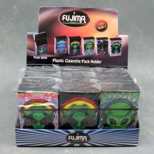Mix Alien Design Plastic Flip-Top Spring Cigarette Cases (Kings)