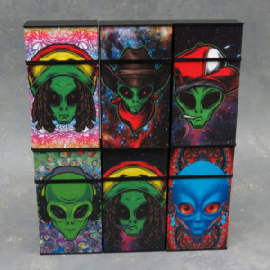 Mix Alien Design Plastic Flip-Top Spring Cigarette Cases (100s)