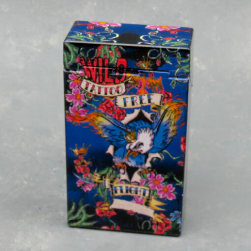 Mix Tattoo Design Plastic Flip-Top Spring Cigarette Cases (100s)