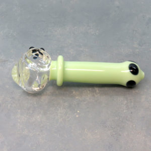 5.5" Opaque Stem Clear Bowl Implosion Flower Glass Hand Pipe w/Tri-Bump